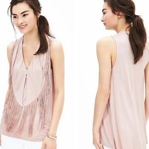 FREE with purchase! Banana Republic fringe tunic high low tank S